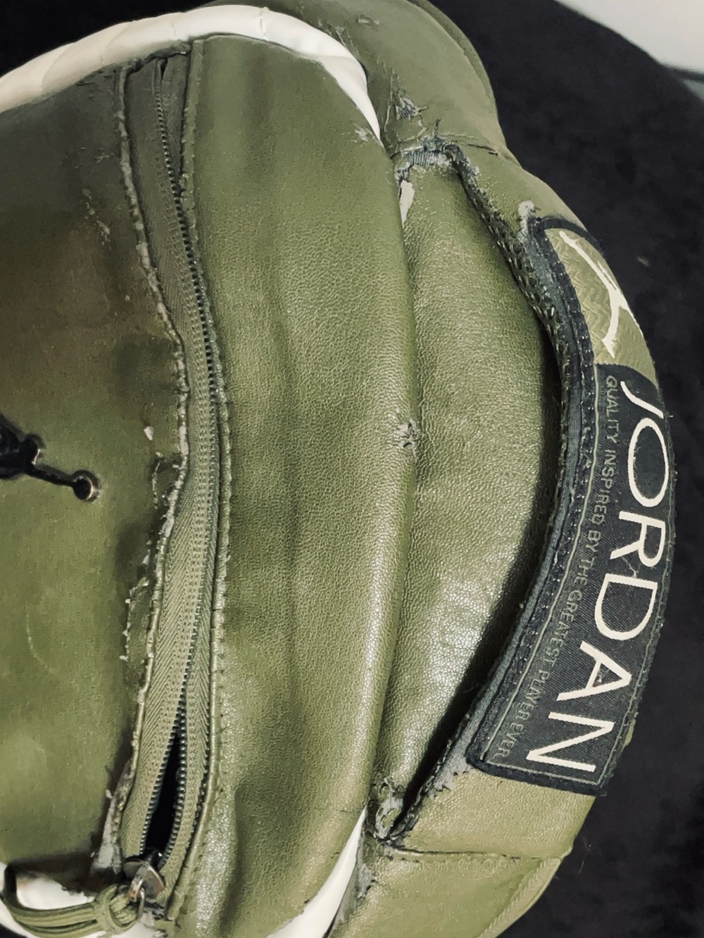 Jordan Olive Green and White Leather Backpack - Picture 8 of 9